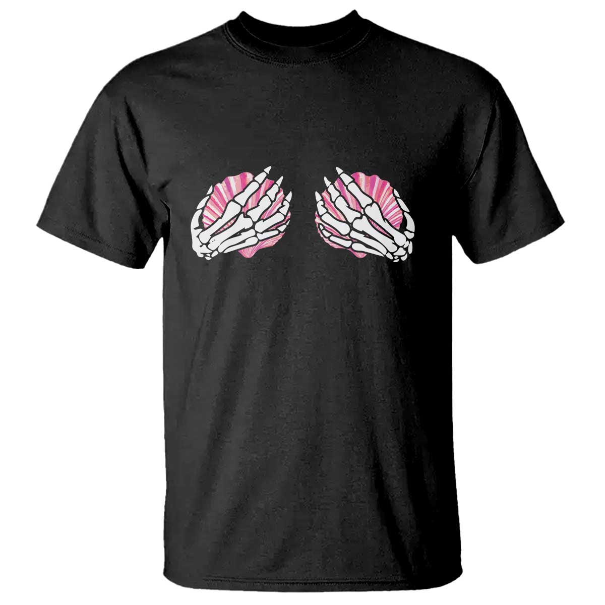 Funny Skeleton Hands Seashell Bikini Halloween Beach T Shirt - Wonder Print Shop
