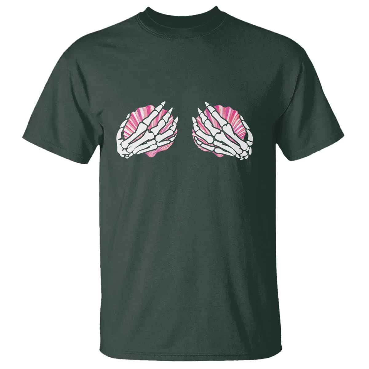 Funny Skeleton Hands Seashell Bikini Halloween Beach T Shirt - Wonder Print Shop