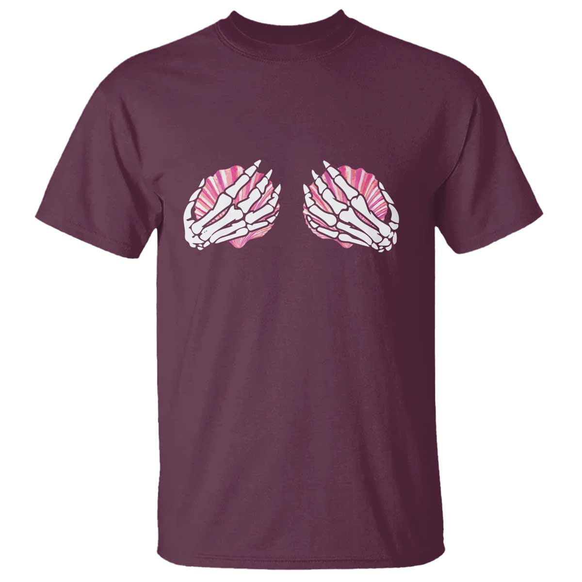 Funny Skeleton Hands Seashell Bikini Halloween Beach T Shirt - Wonder Print Shop