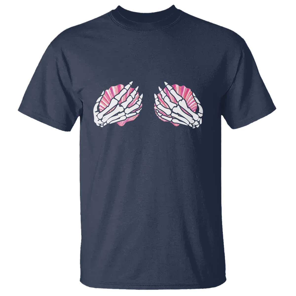 Funny Skeleton Hands Seashell Bikini Halloween Beach T Shirt - Wonder Print Shop