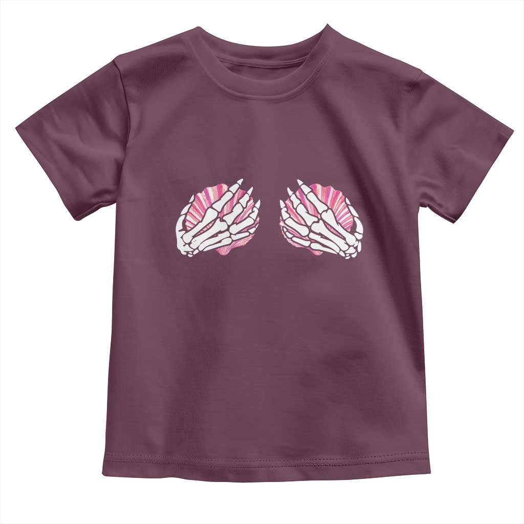 Funny Skeleton Hands Seashell Bikini Halloween Beach Toddler T Shirt - Wonder Print Shop