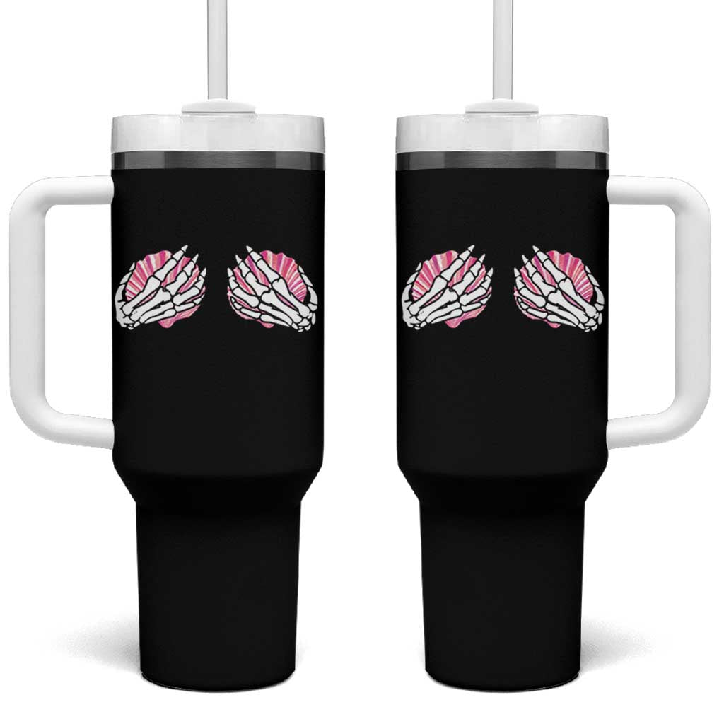 Funny Skeleton Hands Seashell Bikini Halloween Beach Tumbler With Handle - Wonder Print Shop