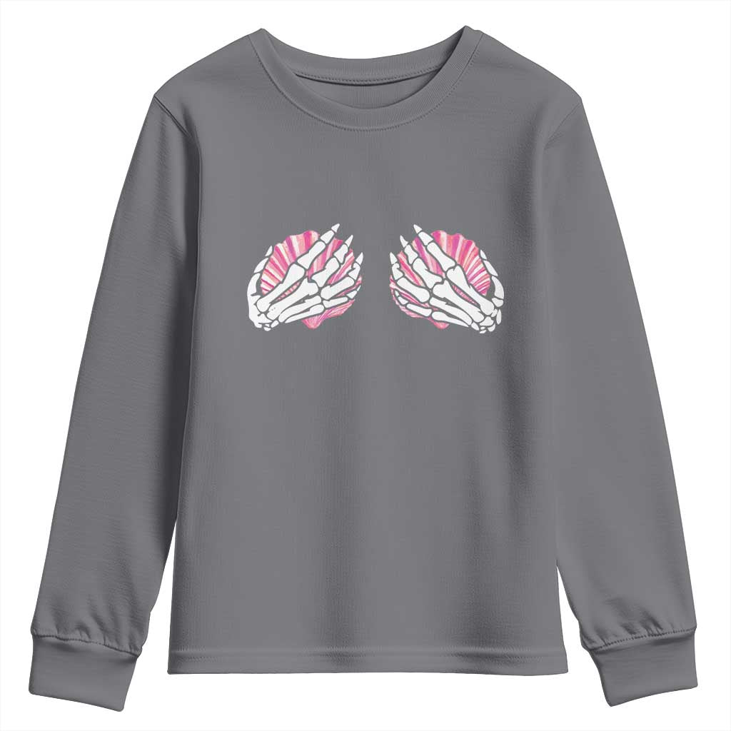 Funny Skeleton Hands Seashell Bikini Halloween Beach Youth Sweatshirt - Wonder Print Shop