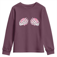 Funny Skeleton Hands Seashell Bikini Halloween Beach Youth Sweatshirt - Wonder Print Shop