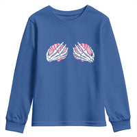 Funny Skeleton Hands Seashell Bikini Halloween Beach Youth Sweatshirt - Wonder Print Shop