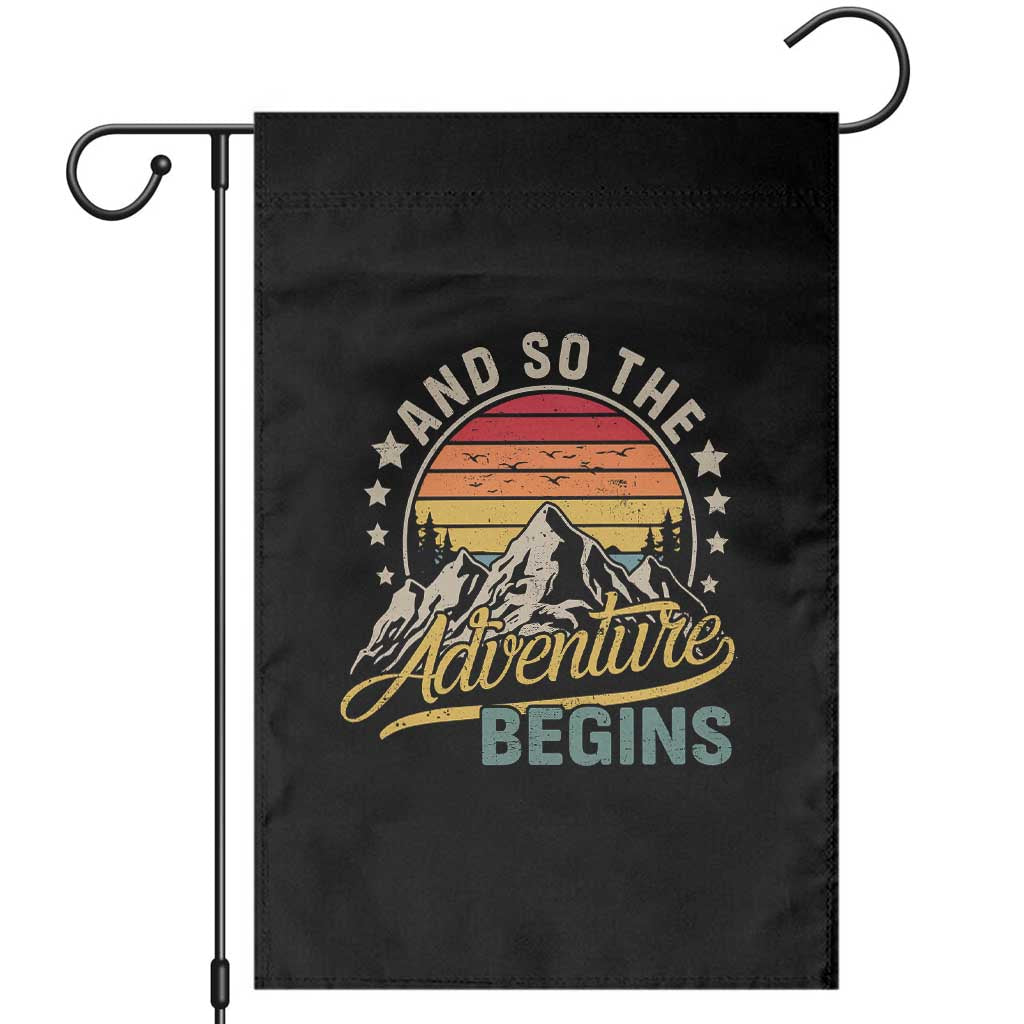 Funny And So The Adventure Begins Garden Flag Camping Hiking Lover - Wonder Print Shop