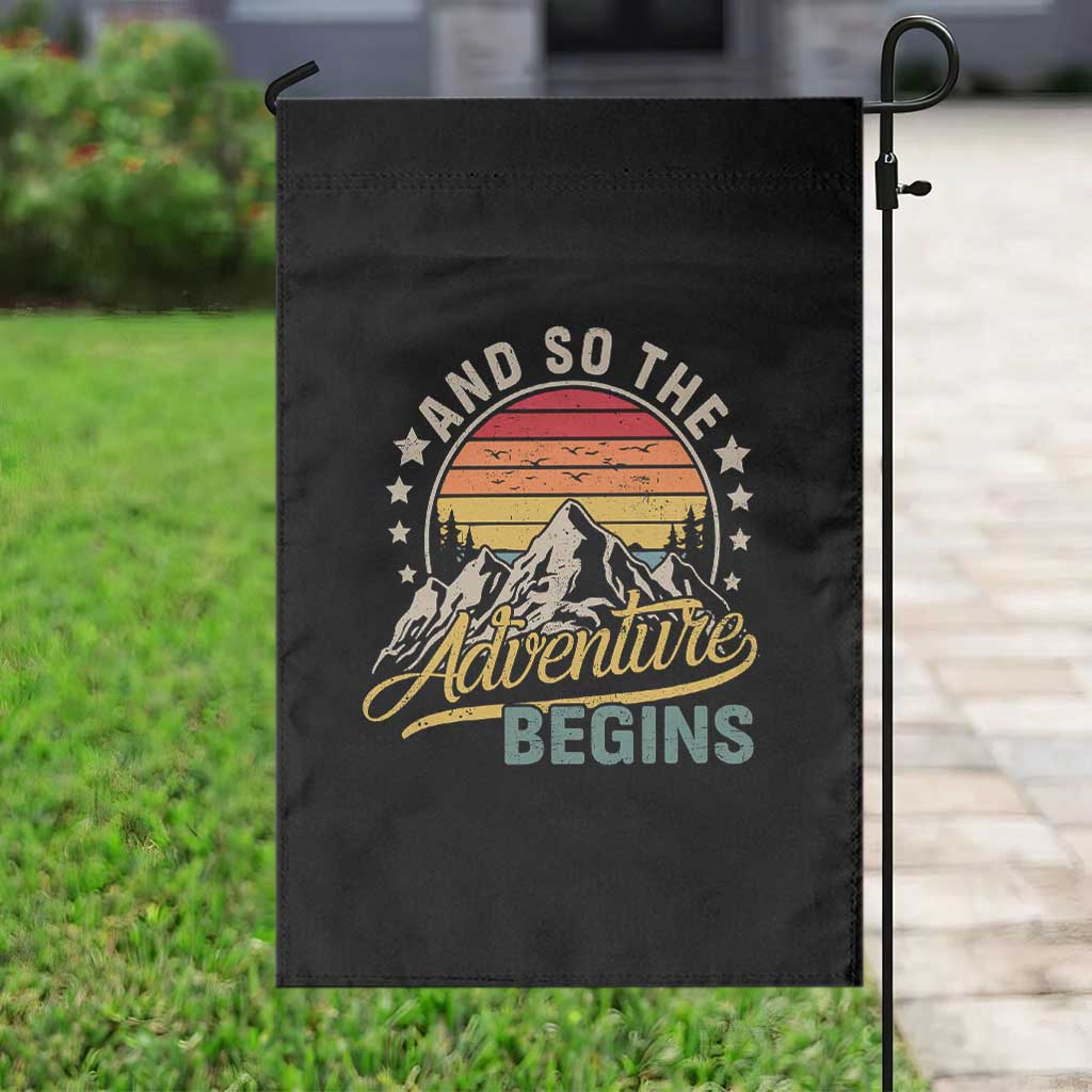 Funny And So The Adventure Begins Garden Flag Camping Hiking Lover - Wonder Print Shop
