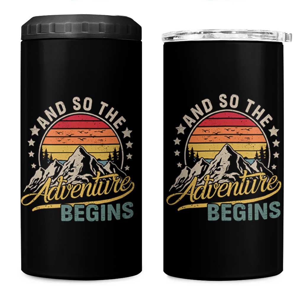 And So The Adventure Begins 4 in 1 Can Cooler Tumbler Camping Hiking Lover - Wonder Print Shop