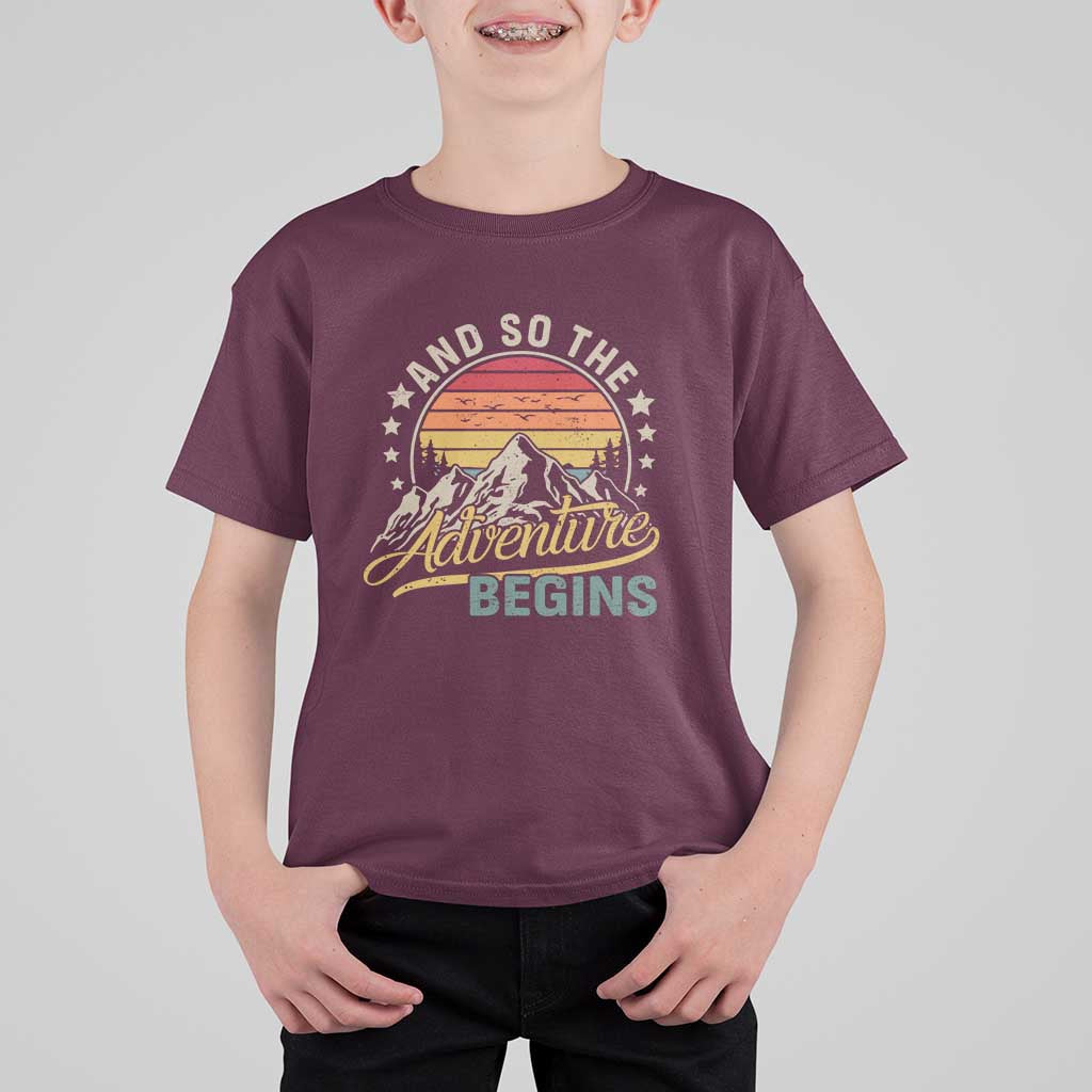 And So The Adventure Begins T Shirt For Kid Camping Hiking Lover - Wonder Print Shop