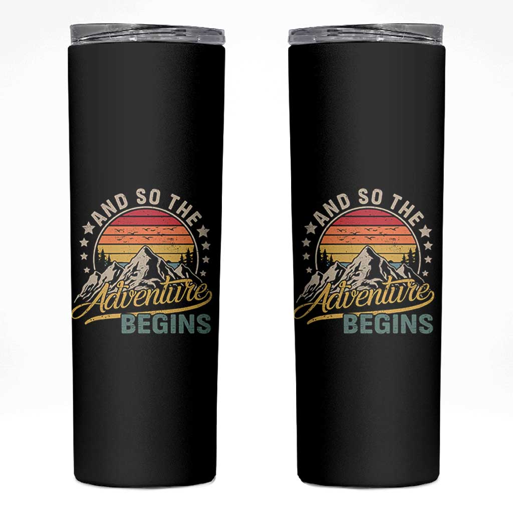 And So The Adventure Begins Skinny Tumbler Camping Hiking Lover - Wonder Print Shop