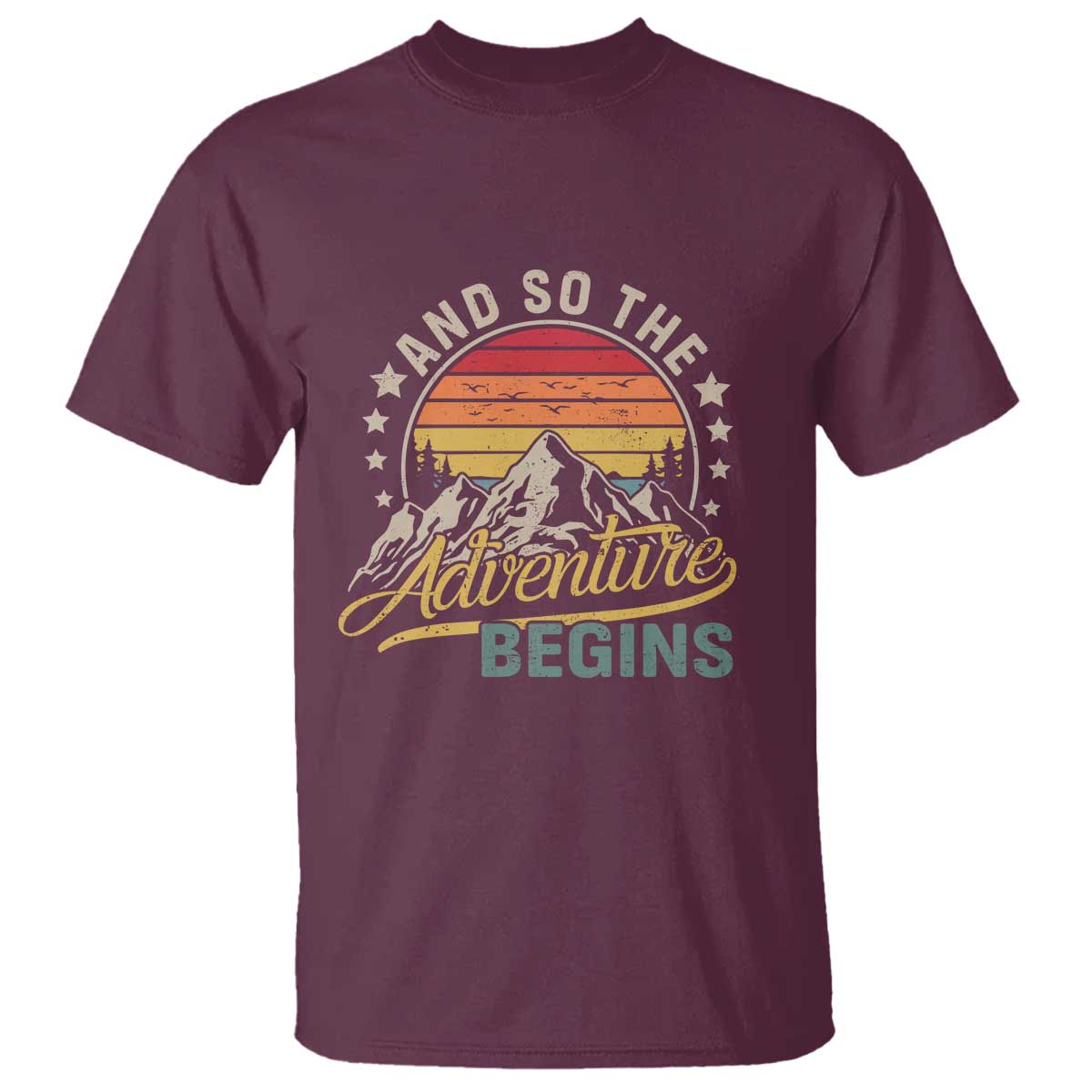 And So The Adventure Begins T Shirt Camping Hiking Lover - Wonder Print Shop