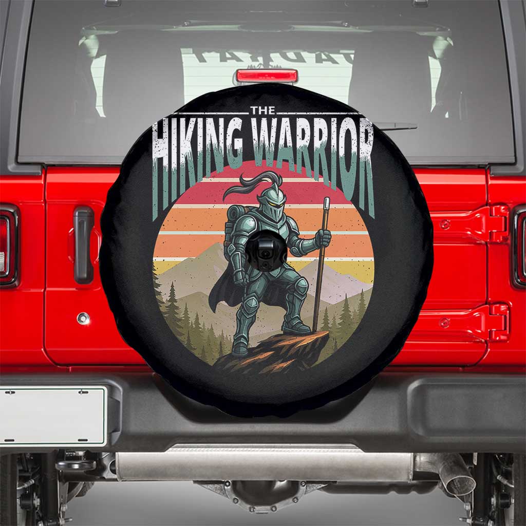 Funny Mountain Hikers Spare Tire Cover The Hiking Warrior Retro Forest Sunset - Wonder Print Shop