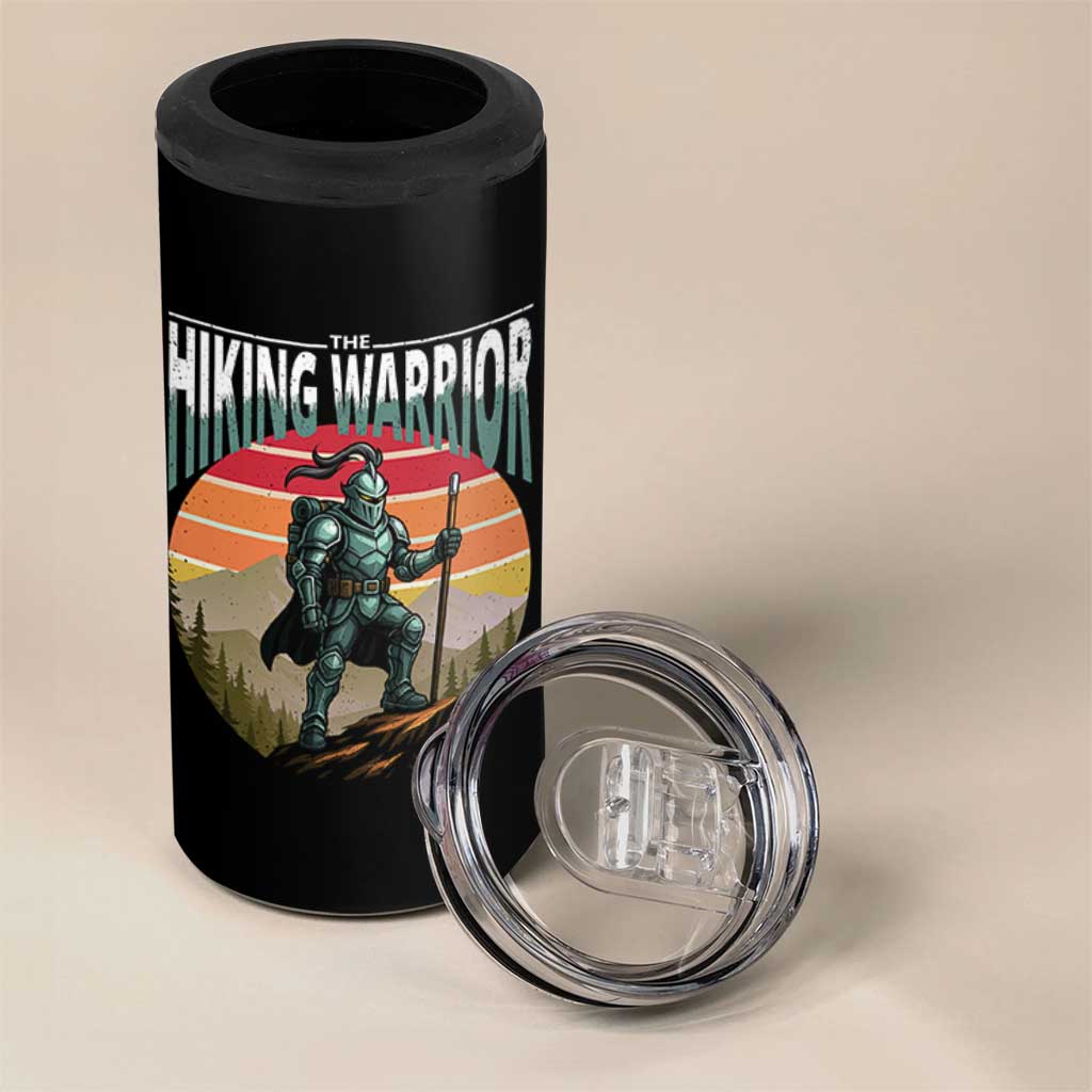 Funny Mountain Hikers 4 in 1 Can Cooler Tumbler The Hiking Warrior Retro Forest Sunset - Wonder Print Shop