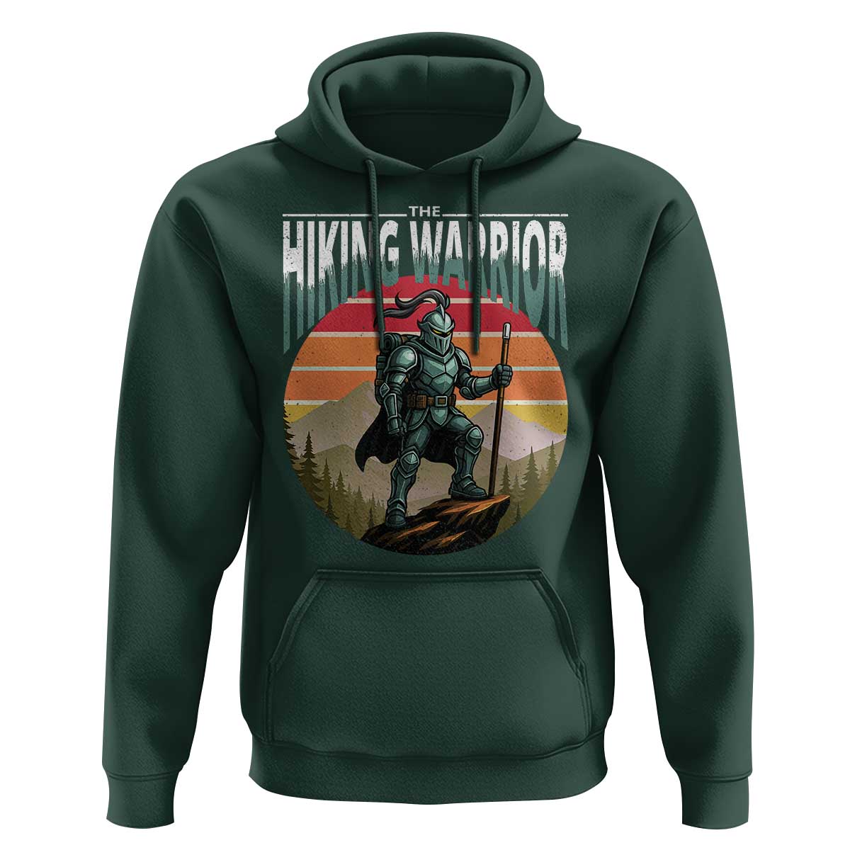 Funny Mountain Hikers Hoodie The Hiking Warrior Retro Forest Sunset - Wonder Print Shop