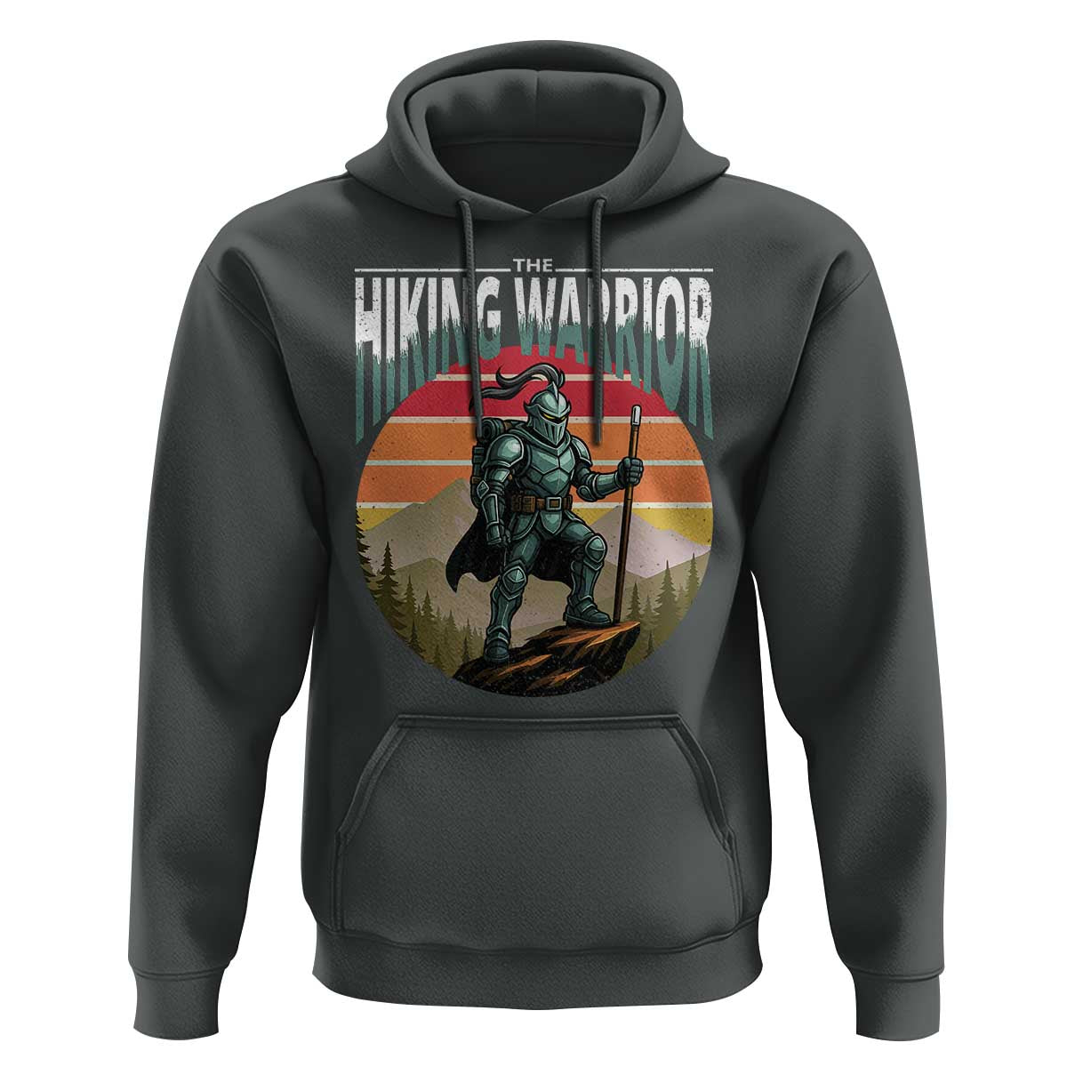 Funny Mountain Hikers Hoodie The Hiking Warrior Retro Forest Sunset - Wonder Print Shop