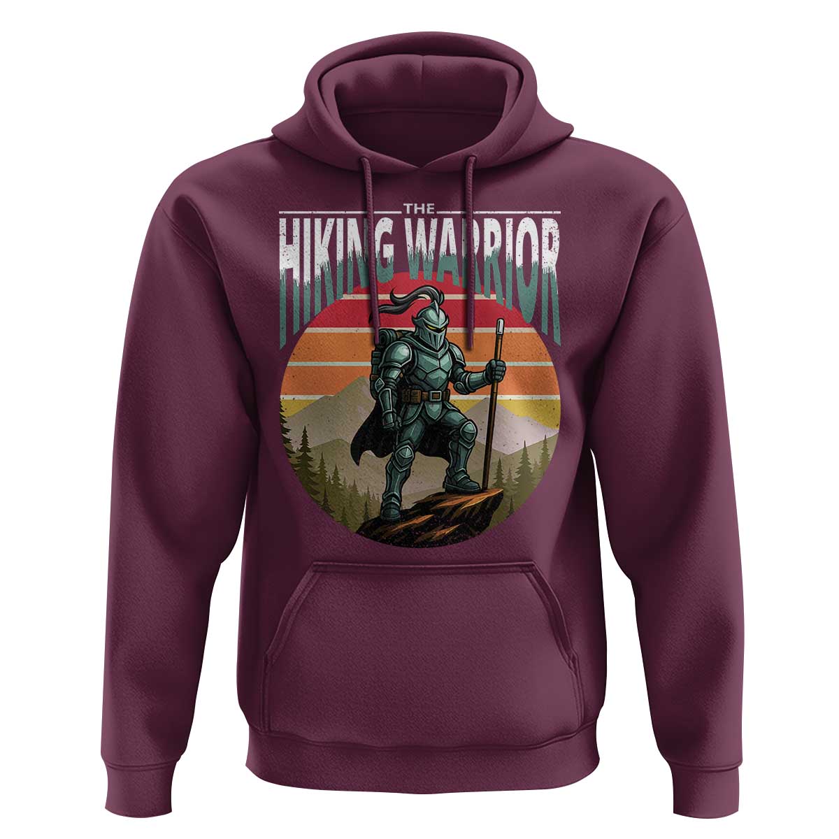 Funny Mountain Hikers Hoodie The Hiking Warrior Retro Forest Sunset - Wonder Print Shop