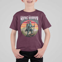 Funny Mountain Hikers T Shirt For Kid The Hiking Warrior Retro Forest Sunset - Wonder Print Shop