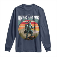 Funny Mountain Hikers Long Sleeve Shirt The Hiking Warrior Retro Forest Sunset - Wonder Print Shop