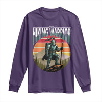 Funny Mountain Hikers Long Sleeve Shirt The Hiking Warrior Retro Forest Sunset - Wonder Print Shop