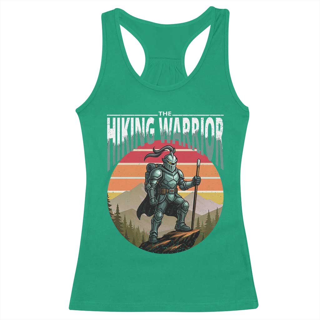 Funny Mountain Hikers Racerback Tank Top The Hiking Warrior Retro Forest Sunset - Wonder Print Shop