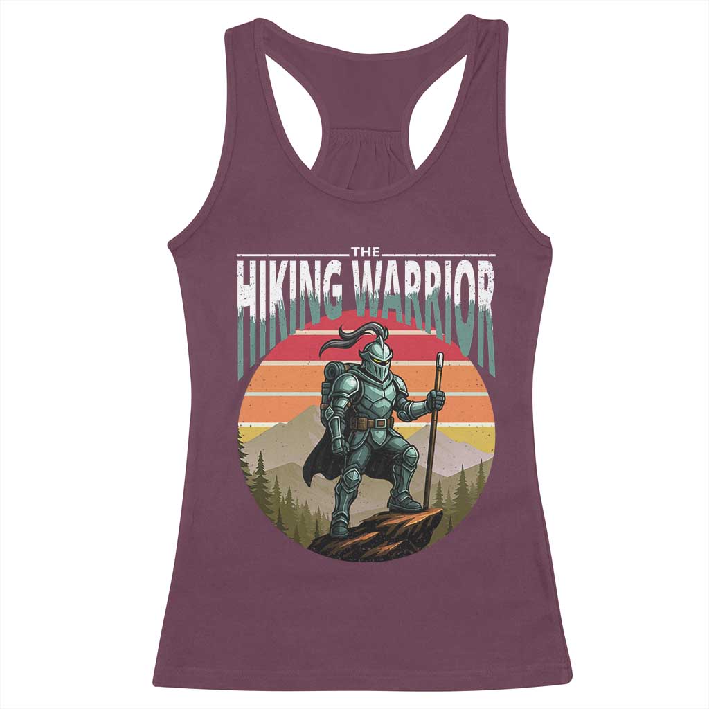 Funny Mountain Hikers Racerback Tank Top The Hiking Warrior Retro Forest Sunset - Wonder Print Shop
