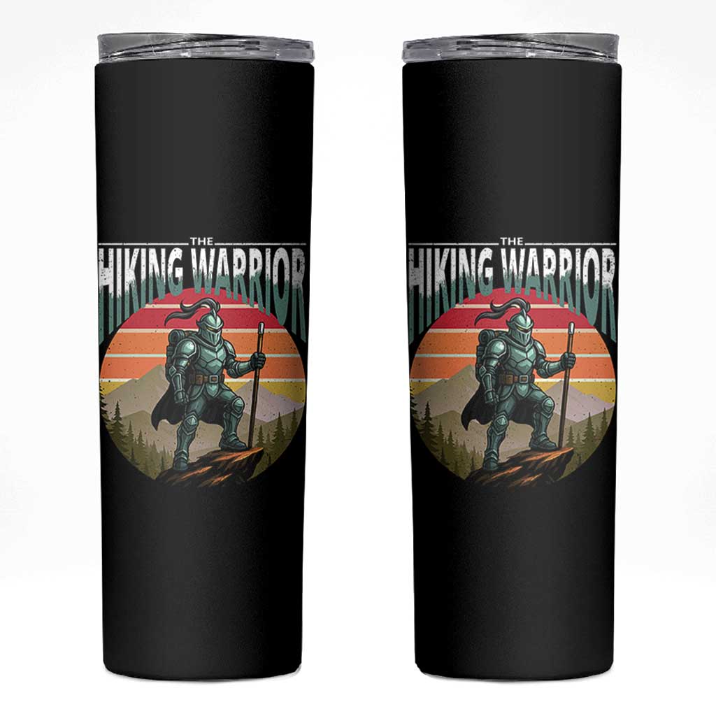 Funny Mountain Hikers Skinny Tumbler The Hiking Warrior Retro Forest Sunset - Wonder Print Shop