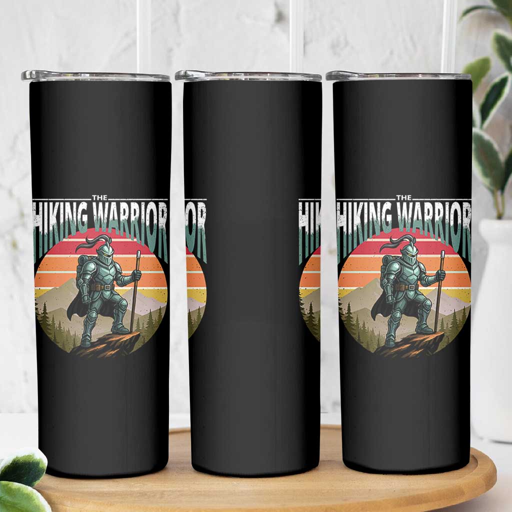Funny Mountain Hikers Skinny Tumbler The Hiking Warrior Retro Forest Sunset - Wonder Print Shop