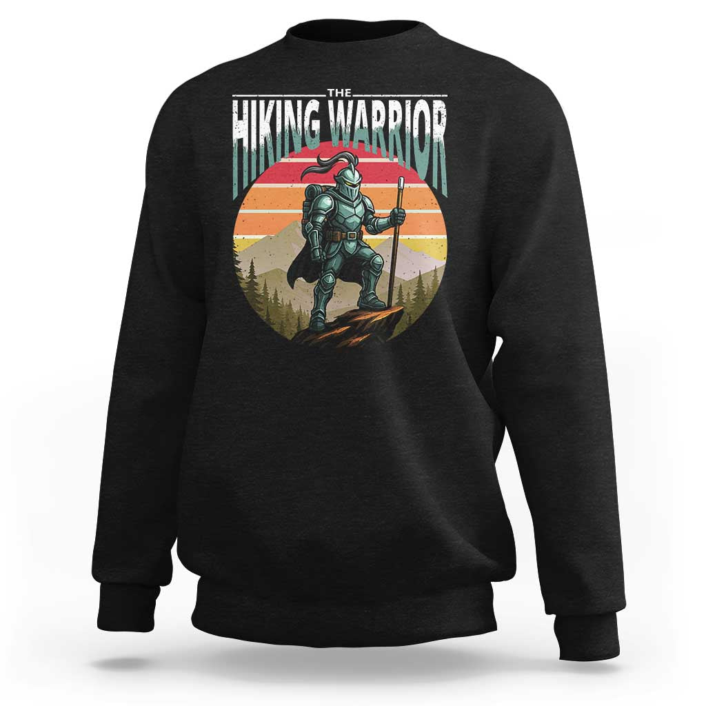 Funny Mountain Hikers Sweatshirt The Hiking Warrior Retro Forest Sunset - Wonder Print Shop