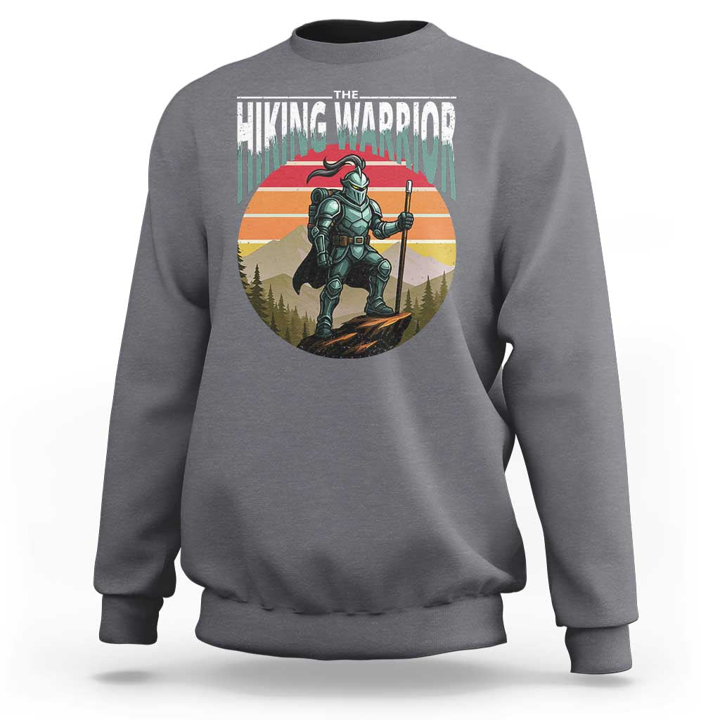 Funny Mountain Hikers Sweatshirt The Hiking Warrior Retro Forest Sunset - Wonder Print Shop