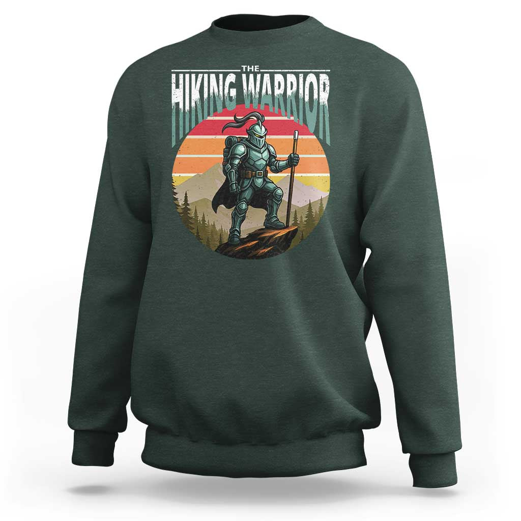 Funny Mountain Hikers Sweatshirt The Hiking Warrior Retro Forest Sunset - Wonder Print Shop