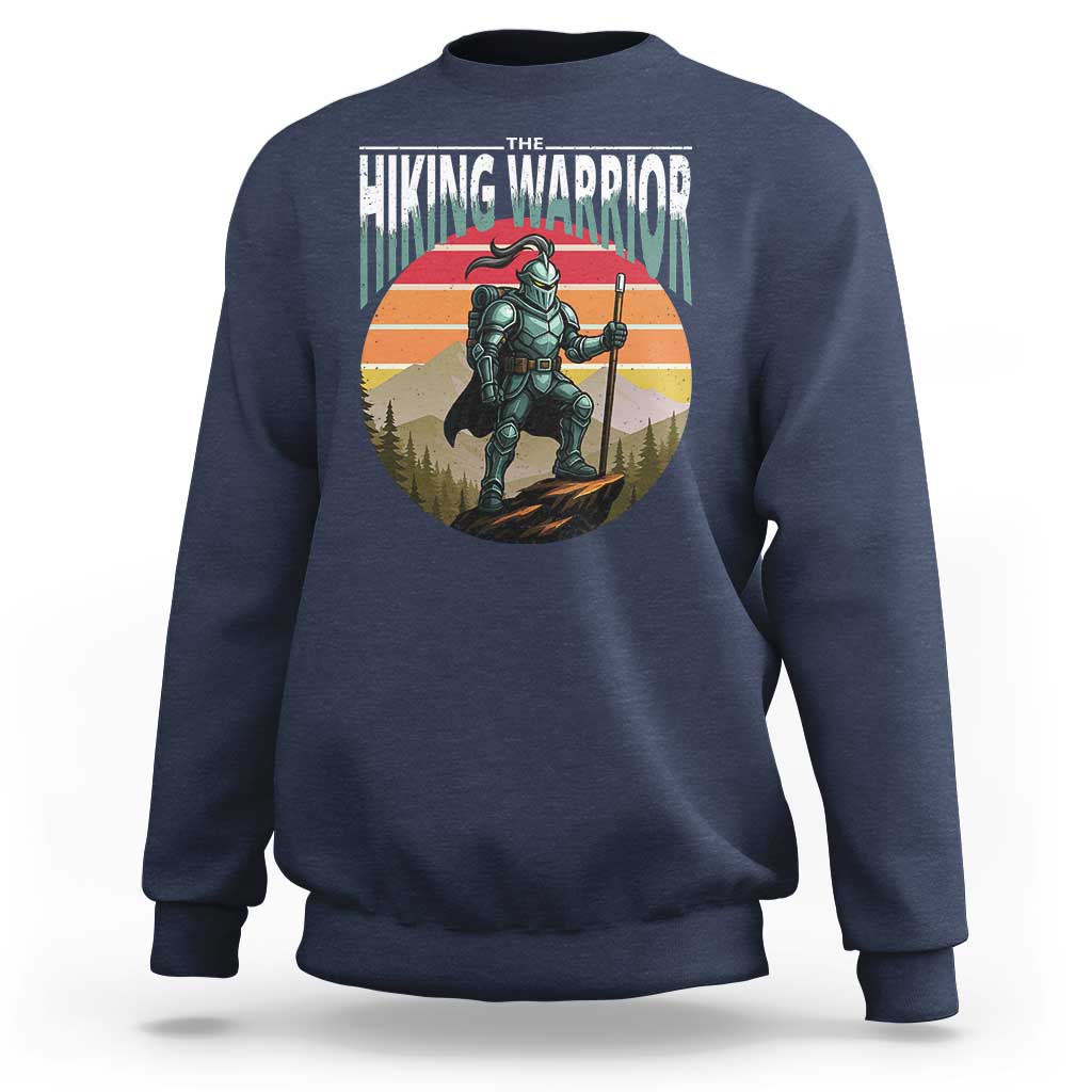 Funny Mountain Hikers Sweatshirt The Hiking Warrior Retro Forest Sunset - Wonder Print Shop
