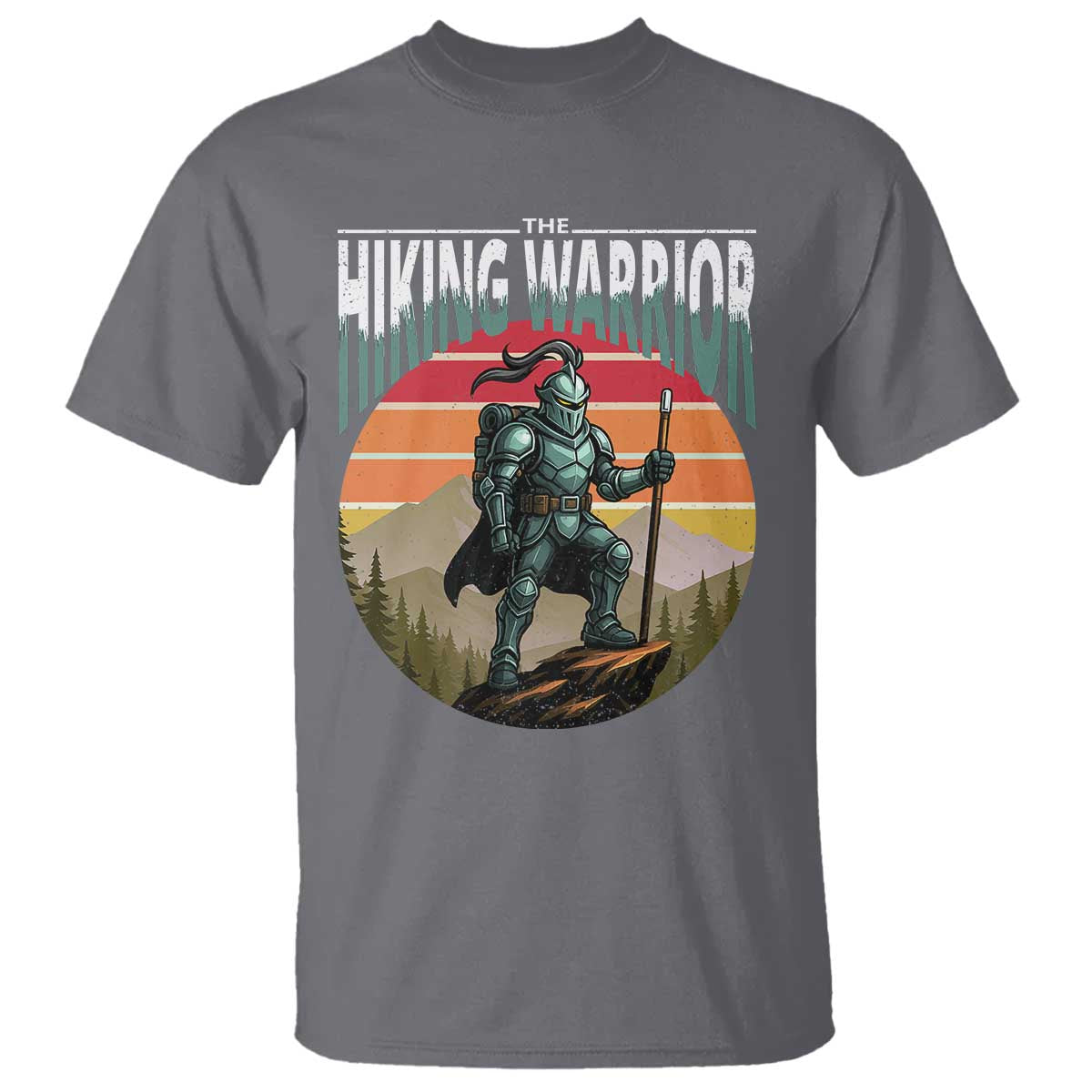 Funny Mountain Hikers T Shirt The Hiking Warrior Retro Forest Sunset - Wonder Print Shop