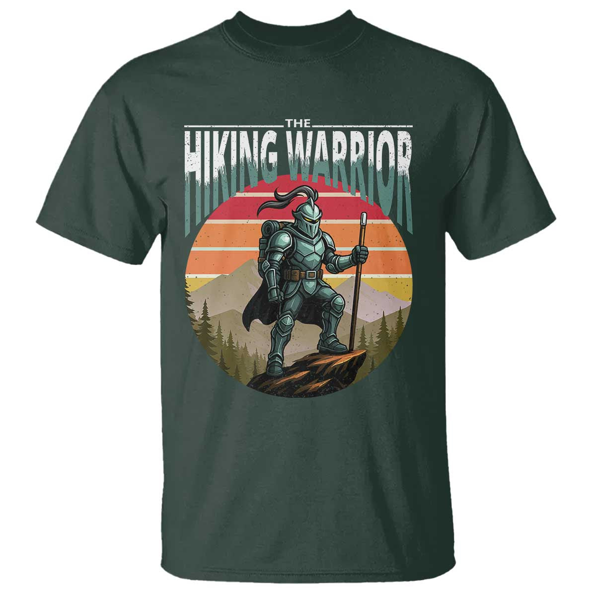 Funny Mountain Hikers T Shirt The Hiking Warrior Retro Forest Sunset - Wonder Print Shop
