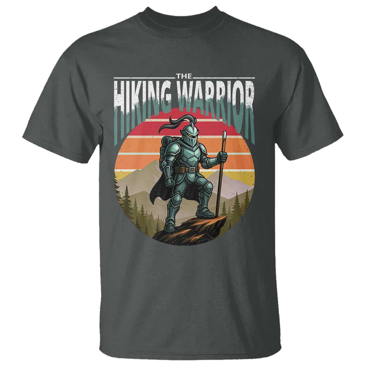 Funny Mountain Hikers T Shirt The Hiking Warrior Retro Forest Sunset - Wonder Print Shop