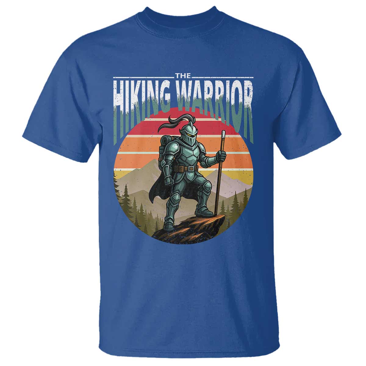 Funny Mountain Hikers T Shirt The Hiking Warrior Retro Forest Sunset - Wonder Print Shop
