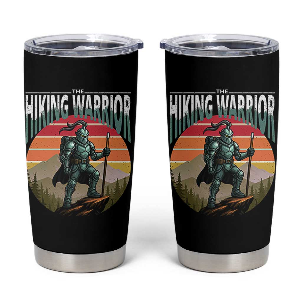 Funny Mountain Hikers Tumbler Cup The Hiking Warrior Retro Forest Sunset - Wonder Print Shop