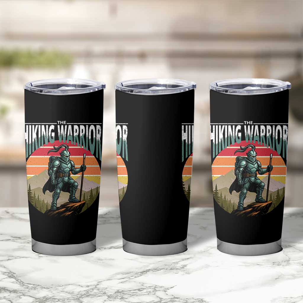 Funny Mountain Hikers Tumbler Cup The Hiking Warrior Retro Forest Sunset - Wonder Print Shop