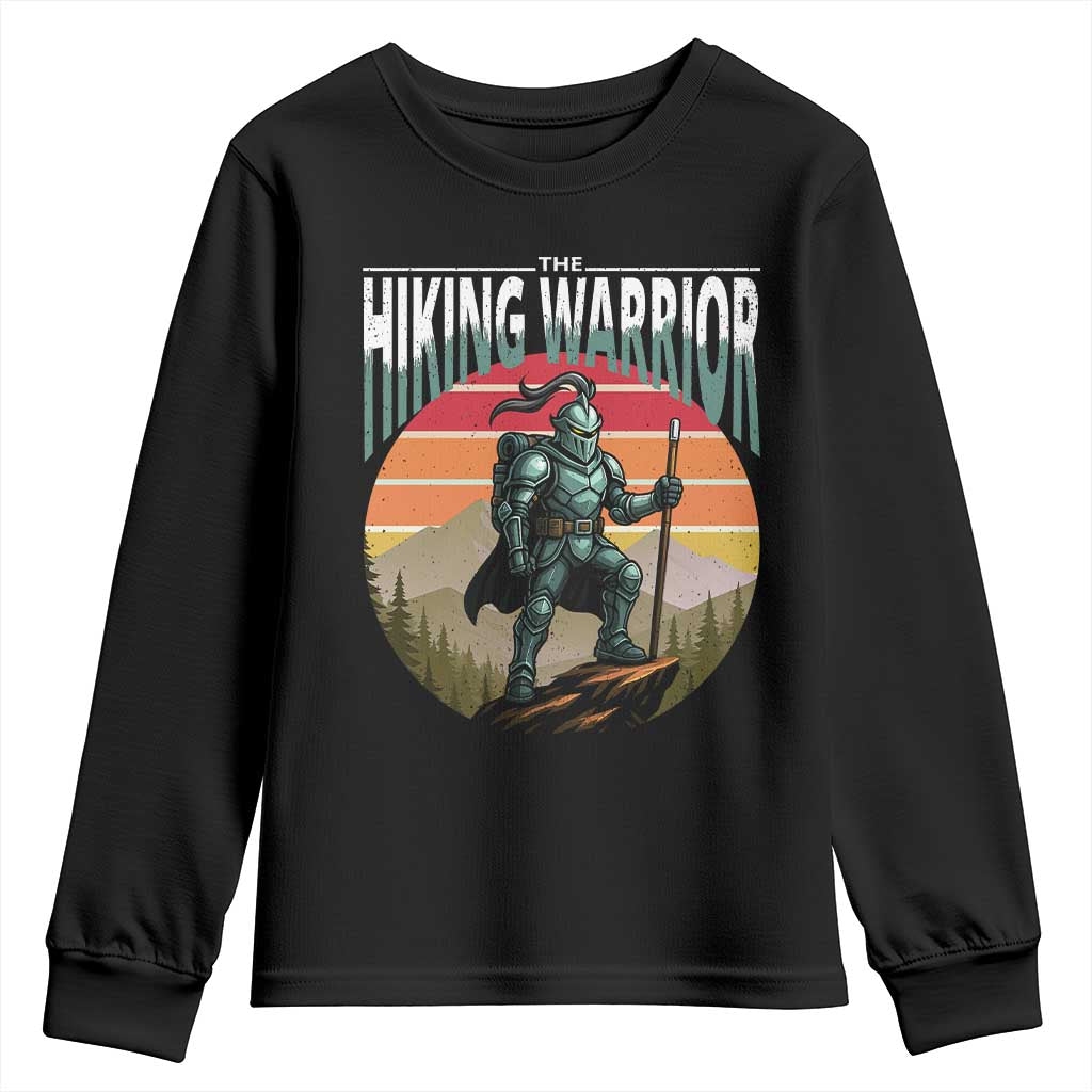 Funny Mountain Hikers Youth Sweatshirt The Hiking Warrior Retro Forest Sunset - Wonder Print Shop