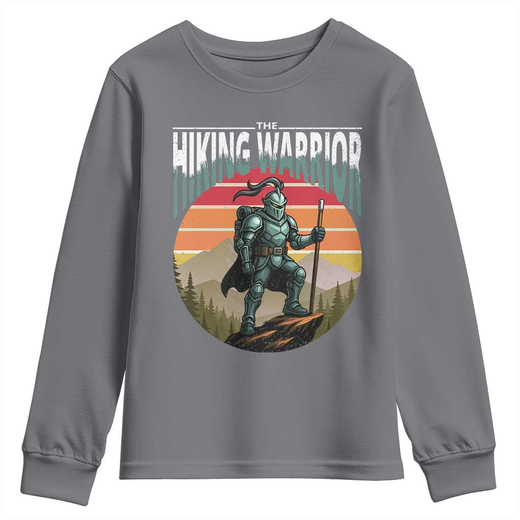 Funny Mountain Hikers Youth Sweatshirt The Hiking Warrior Retro Forest Sunset - Wonder Print Shop