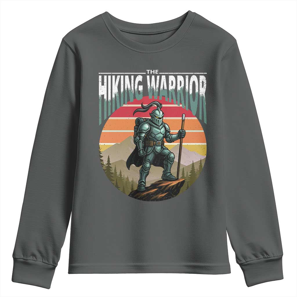 Funny Mountain Hikers Youth Sweatshirt The Hiking Warrior Retro Forest Sunset - Wonder Print Shop