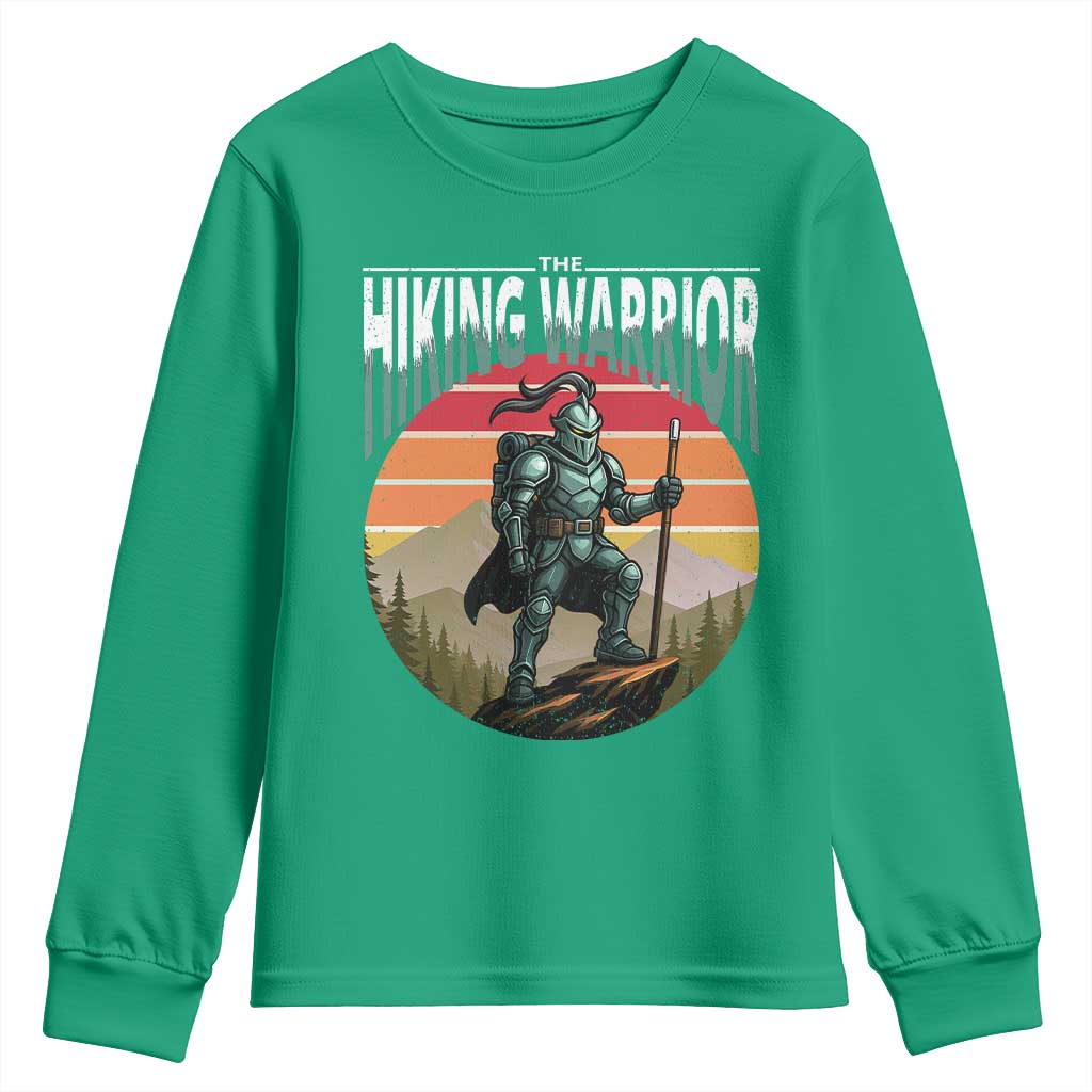 Funny Mountain Hikers Youth Sweatshirt The Hiking Warrior Retro Forest Sunset - Wonder Print Shop