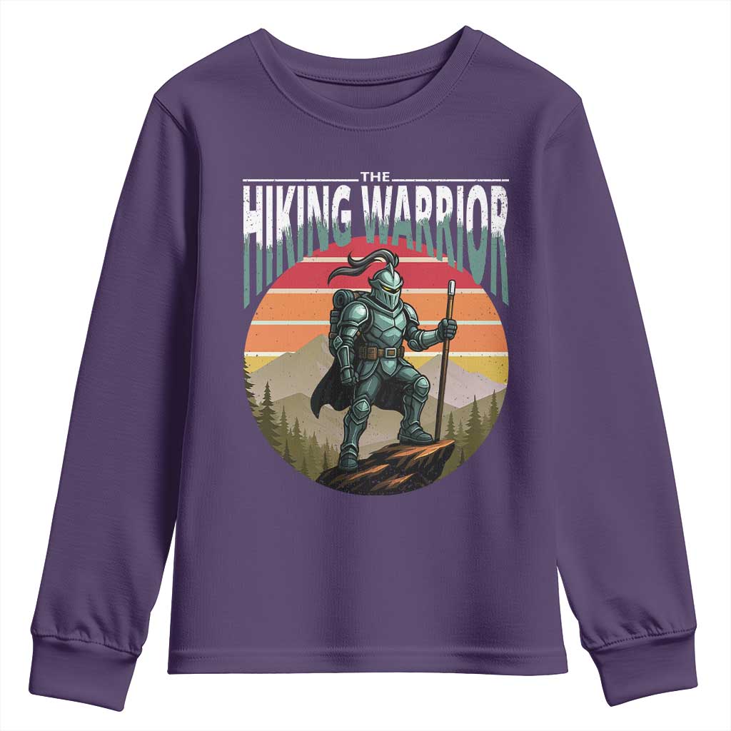 Funny Mountain Hikers Youth Sweatshirt The Hiking Warrior Retro Forest Sunset - Wonder Print Shop