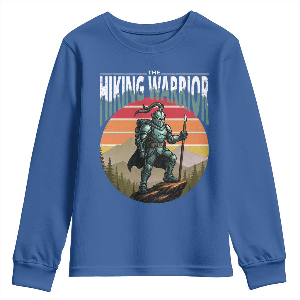 Funny Mountain Hikers Youth Sweatshirt The Hiking Warrior Retro Forest Sunset - Wonder Print Shop