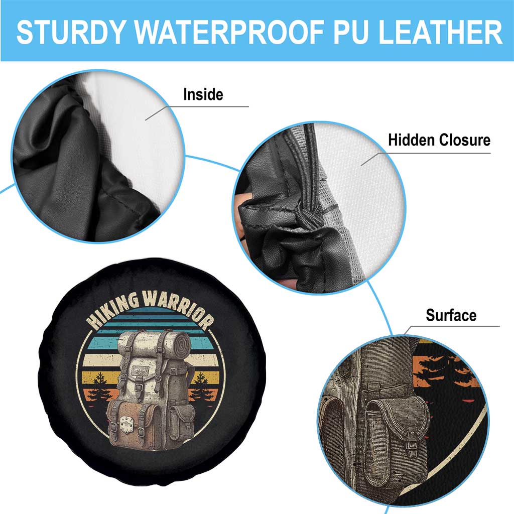 Funny Hiking Warrior Retro Backpack Nature Adventure Spare Tire Cover - Wonder Print Shop