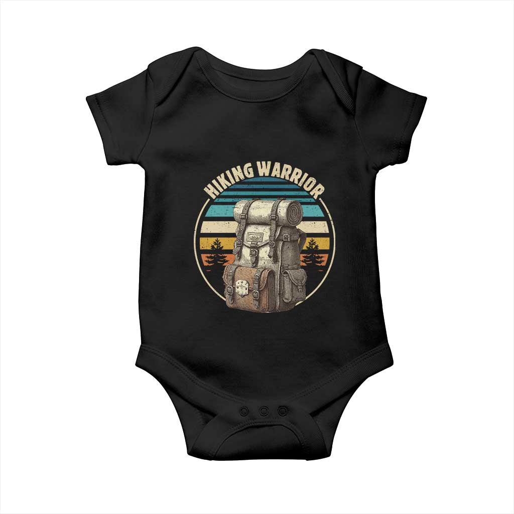 Funny Hiking Warrior Retro Backpack Nature Adventure Baby Onesie - Wonder Print Shop