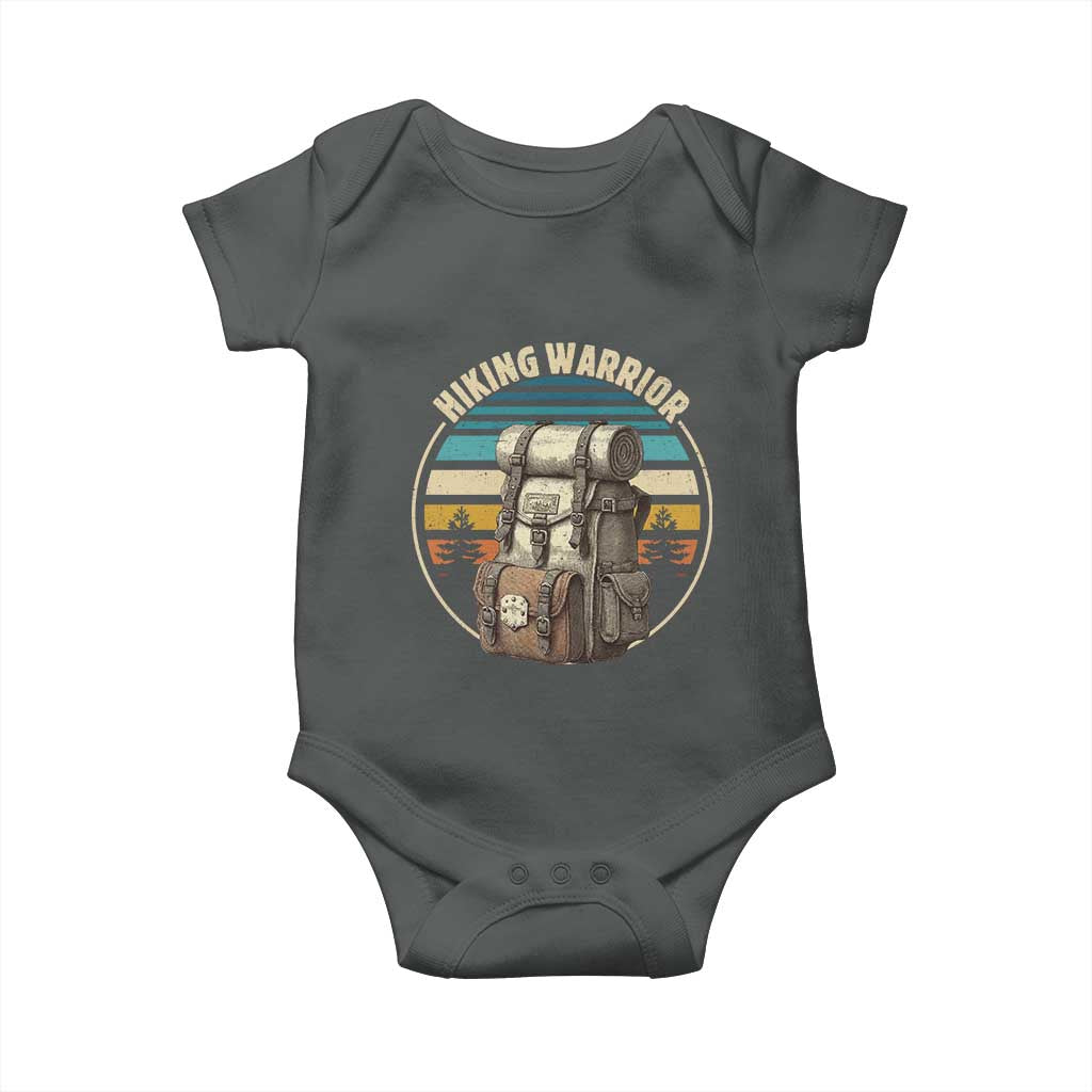 Funny Hiking Warrior Retro Backpack Nature Adventure Baby Onesie - Wonder Print Shop