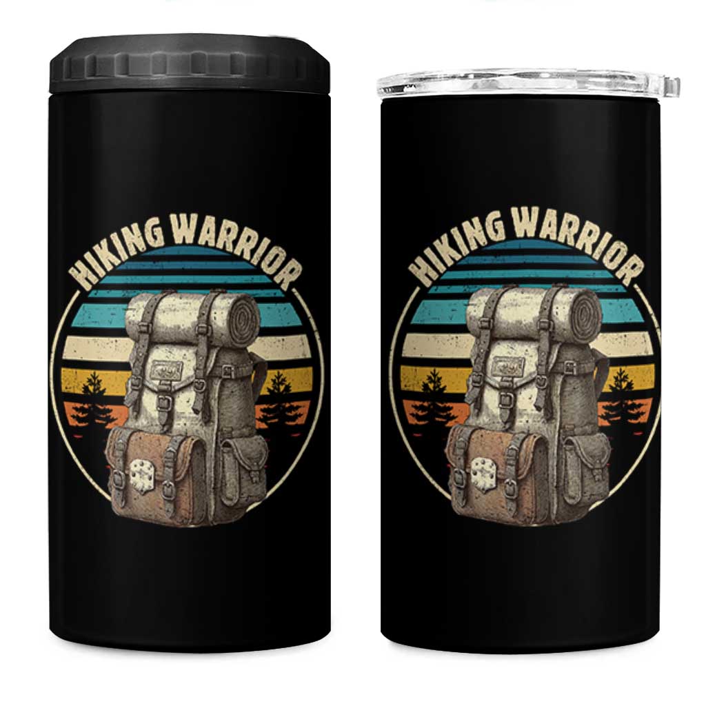 Funny Hiking Warrior Retro Backpack Nature Adventure 4 in 1 Can Cooler Tumbler - Wonder Print Shop