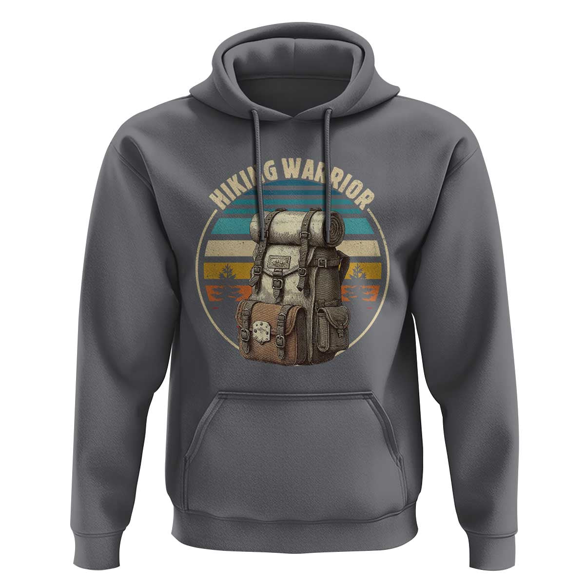 Funny Hiking Warrior Retro Backpack Nature Adventure Hoodie - Wonder Print Shop