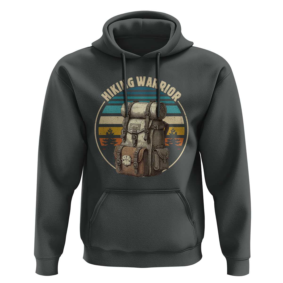 Funny Hiking Warrior Retro Backpack Nature Adventure Hoodie - Wonder Print Shop