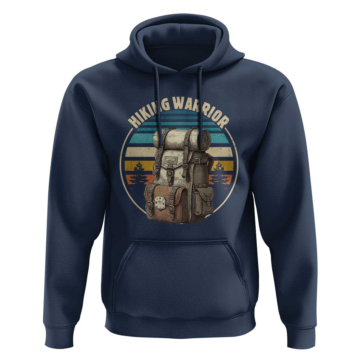 Funny Hiking Warrior Retro Backpack Nature Adventure Hoodie - Wonder Print Shop